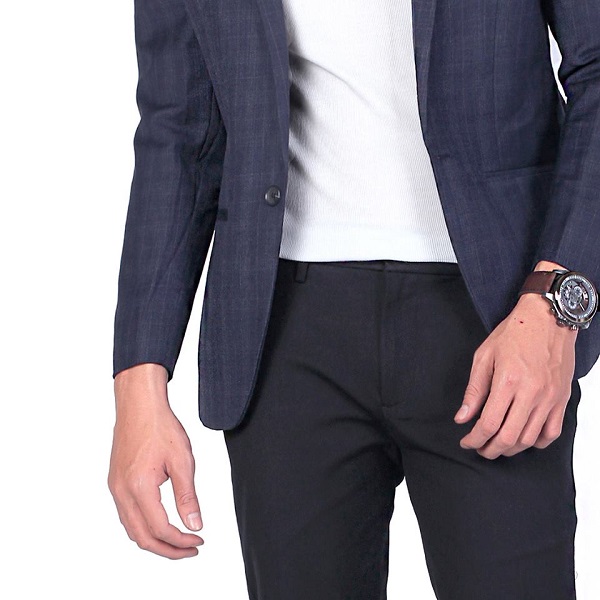 Áo vest nam 1 lớp sọc tím than