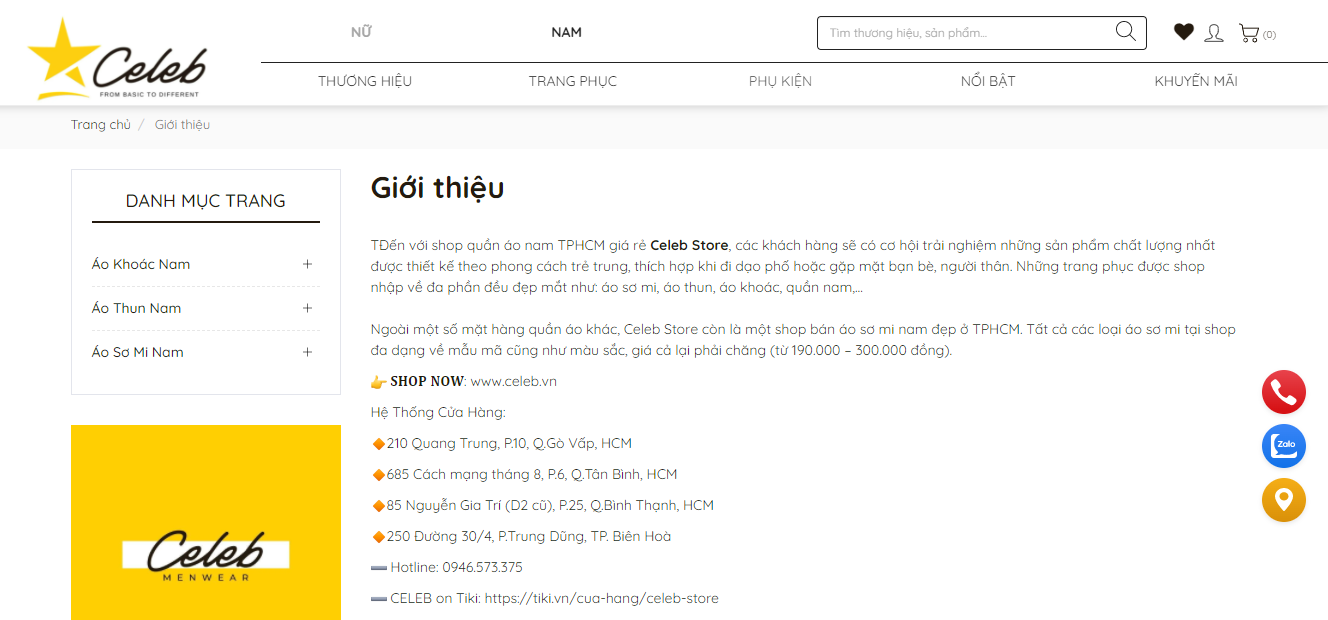 shop quần áo nam online Hà Nội thông tin rõ ràng